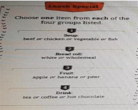 Stefan orders 4 items from the lunch special menu. How many different ...