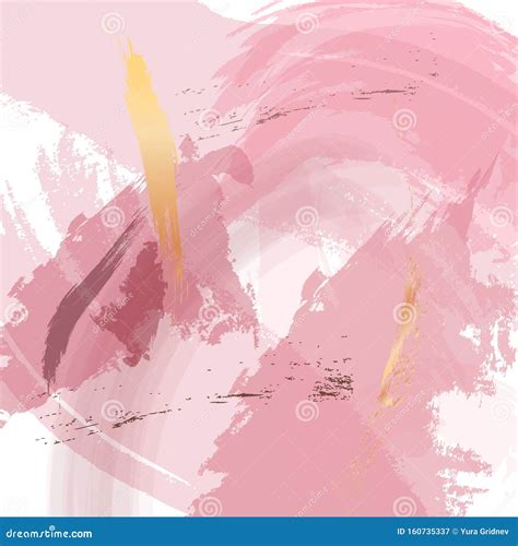 Vector Nude Rose Brush Strokes with Golden Sparkles Pattern, Luxury Outline Decoration. Pastel ...