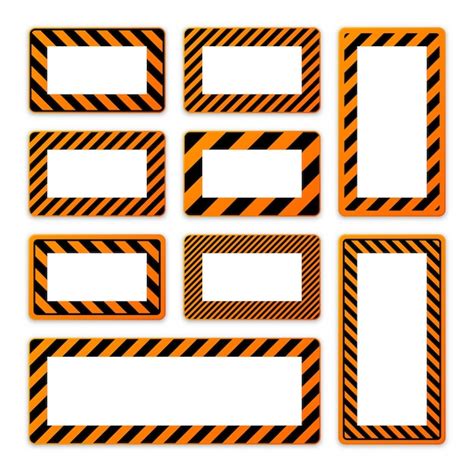 Divers panneaux d'avertissement en blanc avec des lignes diagonales ...