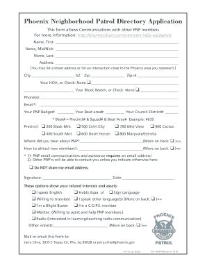 Fillable Online Phoenix Neighborhood Patrol Directory Application This ...