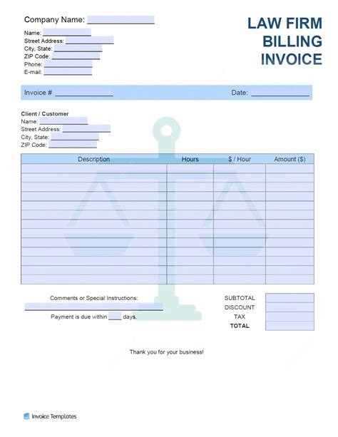 Law Firm Billing Invoice Template