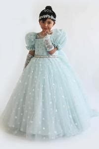 Buy Blue Net Embellished Star Motifs Ball Gown For Girls by FAYON KIDS ...
