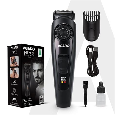 AGARO Beard Trimmer MT1122, 10 Length Settings with digital display USB