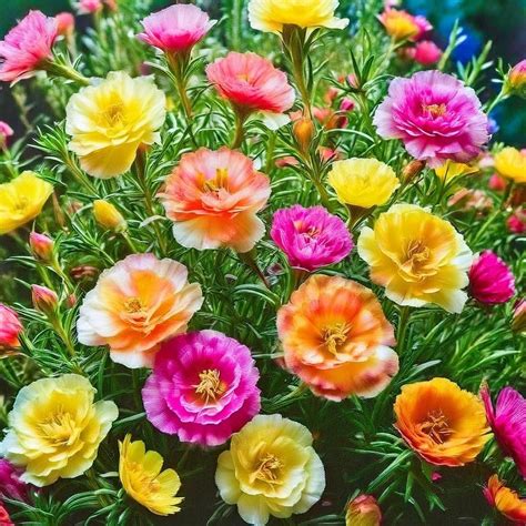 Portulaca Grandiflora Flowering Plant Live, Mixed Colour Table Rose ...