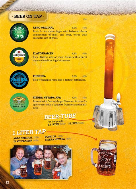 Menu at Flaming Bull steakhouse, Linköping