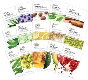 The Face Shop Facial Mask Sheets (15 Treatments), Real Nature Full Face ...