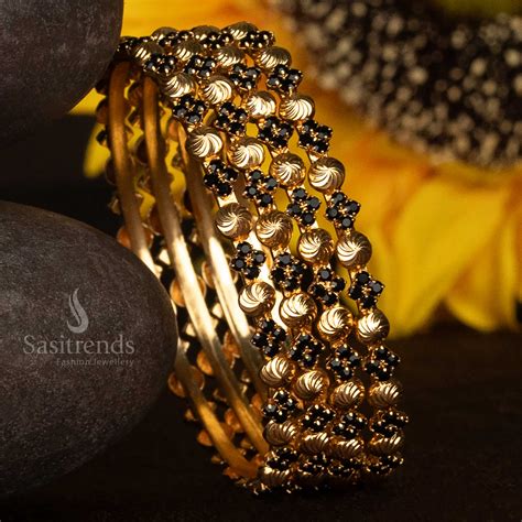 Spiral Stone Micro Gold Bangles – One Gram Guaranteed - Sasitrends