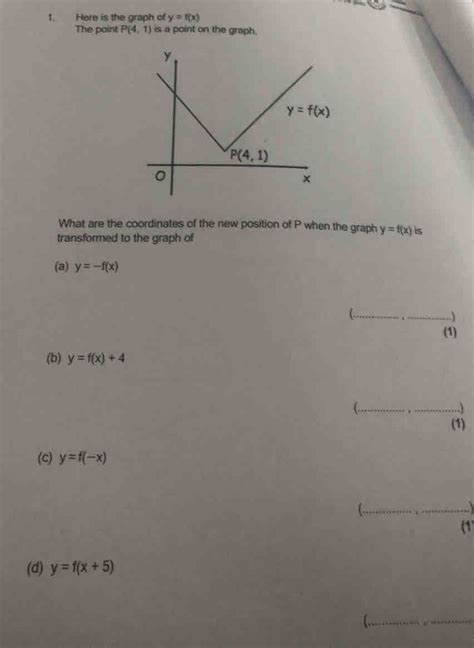 Solved: Here is the graph of y=f(x) The point P(4,1) is a point on the ...