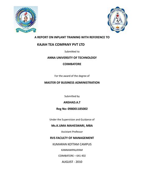 Kajah TEA Company PVT LTD - A REPORT ON INPLANT TRAINING WITH REFERENCE ...