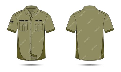 Premium Vector | Army color outdoor shirt mockup front and back view
