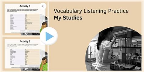 My Studies Vocabulary Listening Practice PowerPoint - French