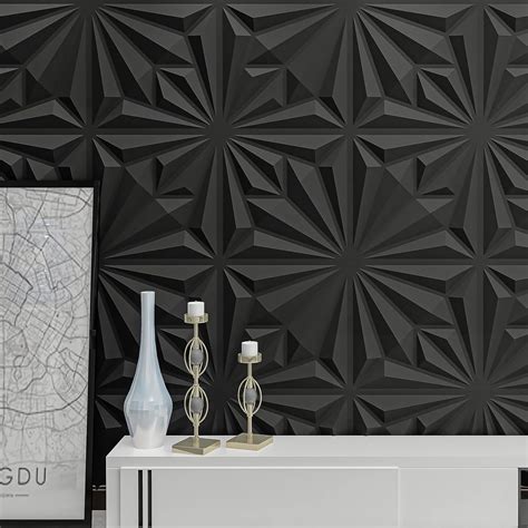 Buy Art3d Matte Black Textures 3D Wall Panels Sheets Diamond Design for ...