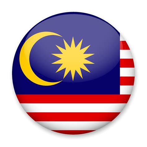 Flag of Malaysia in the form of a round button with a light glare and a shadow. The symbol of ...