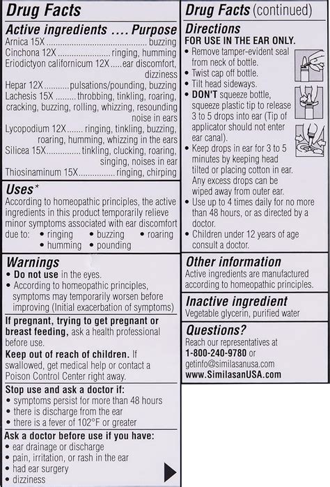 Buy Similasan Ear Ringing Remedy Drops, 0.33 Ounce, 2 Count Online at ...