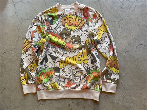 LOONEY TUNES CREWNECK size L col Natural ルーニーチューンズ 総柄スウェットスウェット | STORE ...