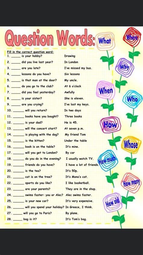 Question Words Exercise 的图像结果