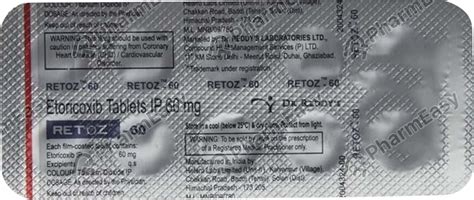 Retoz 60 MG Tablet (10): Uses, Side Effects, Price & Dosage | PharmEasy