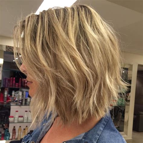 Straight Cut Bob With Choppy Layers Medium Blonde Hair, Medium Layered ...