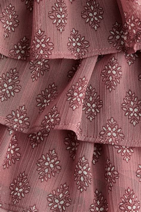 Tiered mini skirt - Dusty pink/Patterned - Ladies | H&M IN