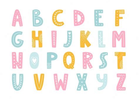 Premium Vector | Cute girly alphabet in scandinavian style Doodle typeface characters ...