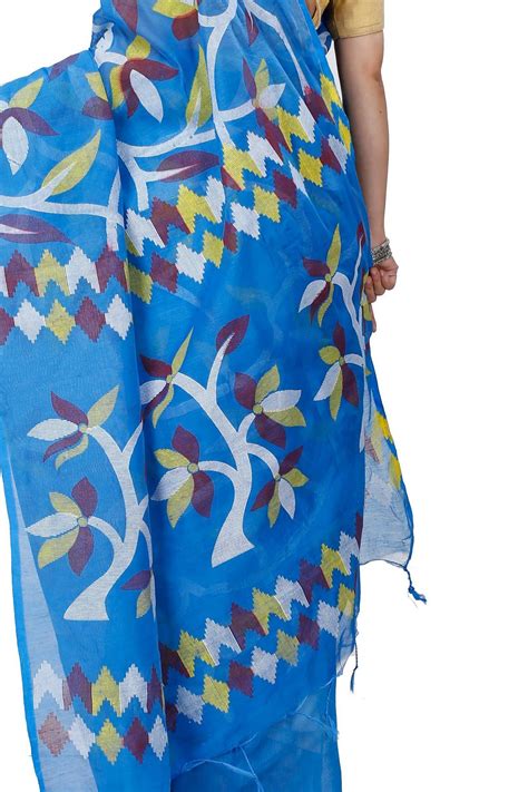 Blue Cotton Naren Hand Loom Saree (1319)