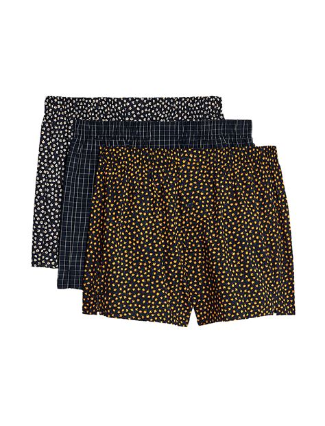 Buy 3pk Pure Cotton Printed Woven Boxers at Marks & Spencer