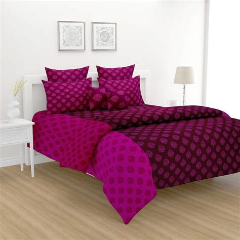 Buy SWAYAM Magenta Mirage Ethnic Buti 200TC Cotton King Bedsheet Set ...