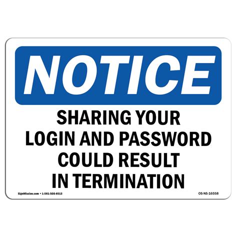 Buy OSHA Notice - NOTICE Sharing Your Login And Password Termination ...