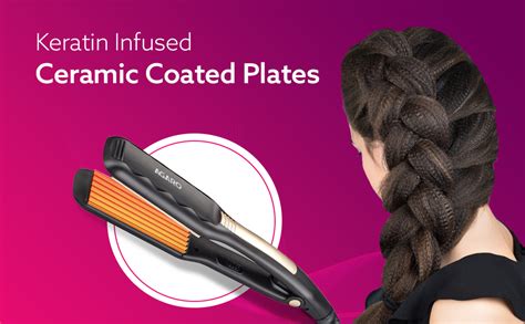 AGARO Hair Crimper for Women, Long Wide Ceramic Coated Plates, Crimping ...