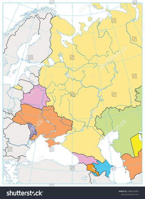 Eastern Europe Political Map Isolated On Stock Vector (Royalty Free ...