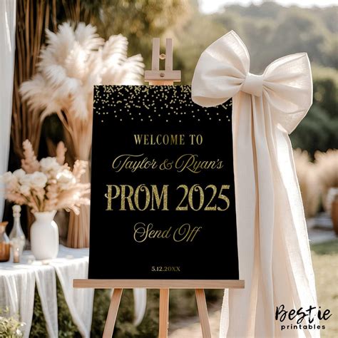 Gold Glamour Prom Send off Party Sign, Senior Prom Send-off Poster ...