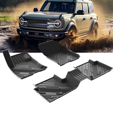 3W Floor Mats Liners for 2021-2024 Ford Bronco Sport TPE All-Weather ...