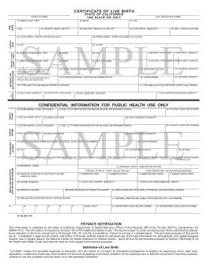 Sample Birth Certificate (VS 10D) - California Department Of Public ...