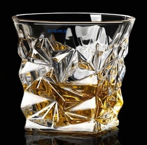 SYANKA Italian Premium Crystal Diamond Whiskey Glasses Set of 6, 310ml ...