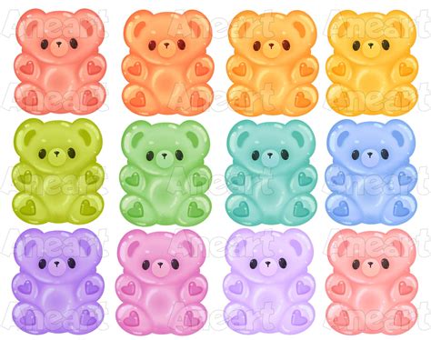 Gummy Bear Clip Art, Kawaii Gummy Bear Png, Kawaii Candy Clip Art ...
