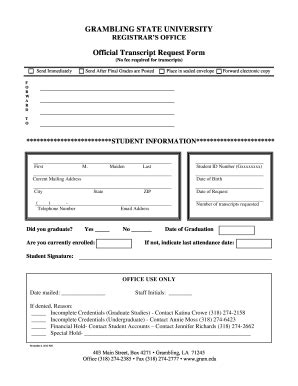 2014-2026 Grambling Official Transcript Request Form Fill Online ...