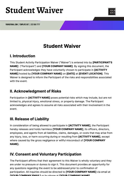 Free Summer Camp Liability Waiver Template to Edit Online