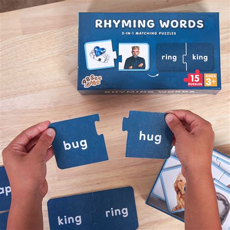 Kindergarten & Preschool Rhyming Words Puzzle - Rhyming Pictures Match ...