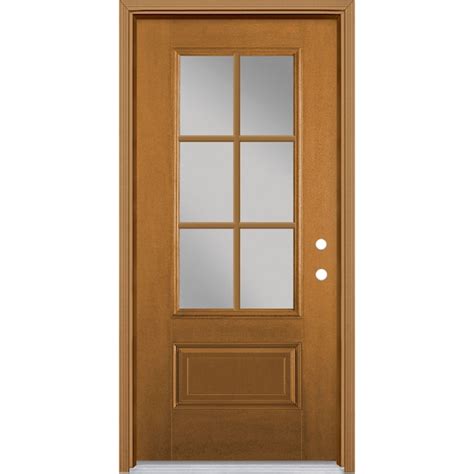 Masonite 36-in x 80-in Fiberglass 3/4 Lite Left-Hand Inswing Oak Crest ...