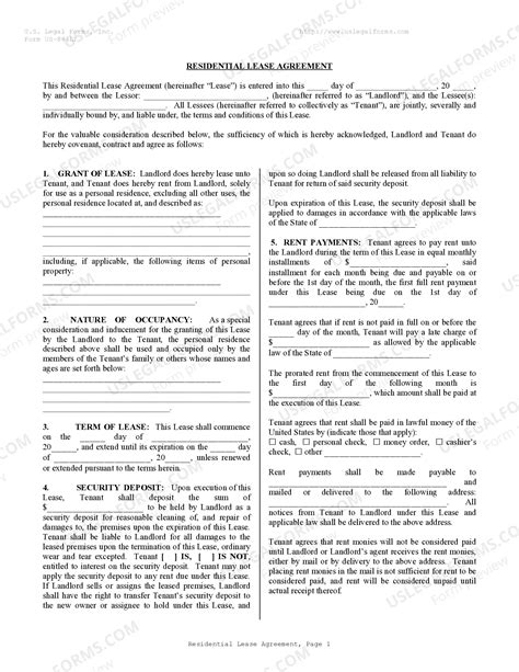 Sample Residential Rental Lease Agreement | US Legal Forms