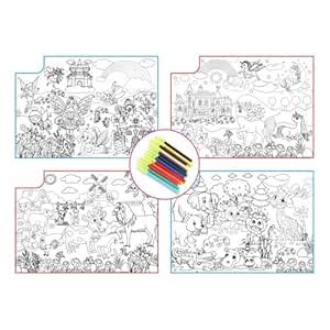 Golden Games Set of 4 Designs | Colouring Mat Size 28x20 Inches | 12 ...