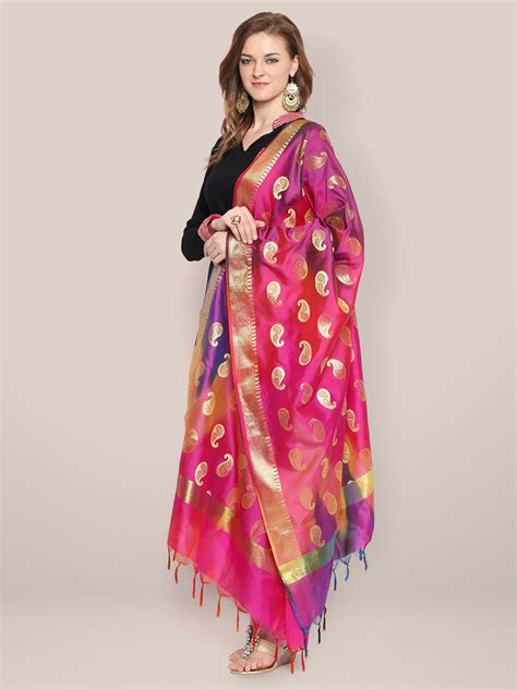 Shaded Banarasi Silk Dupatta with Paisley Design Dupatta Bazaar