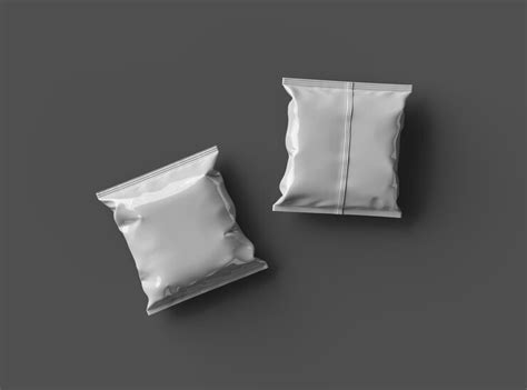 Packaging mockup template for a square polyethylene bag for food on a ...