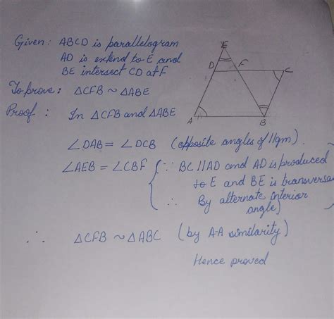 E is a point on the side AD produced of a parallelogram ABCD and BE ...