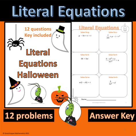 Halloween Literal Equations Worksheet | Made By Teachers - Worksheets Library