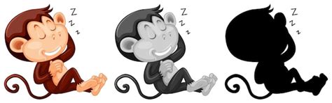 Set of monkey sleeping character | Free Vector