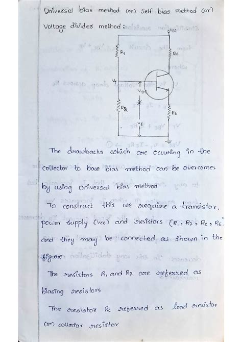 BJT Biasing - Universal bias method (or) Self bias method (or) Voltage ...