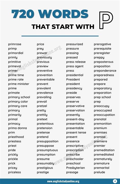 1778 Amazing Words that Start with P in English - English Study Online