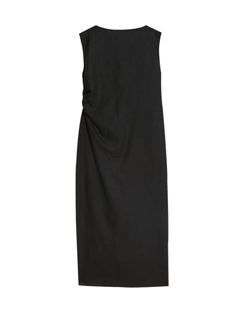 Buy Linen Rich Ruched Midaxi Bodycon Dress at Marks & Spencer