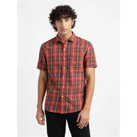 Buy Levi's Men Checked Collar Neck Shirt-Red Online